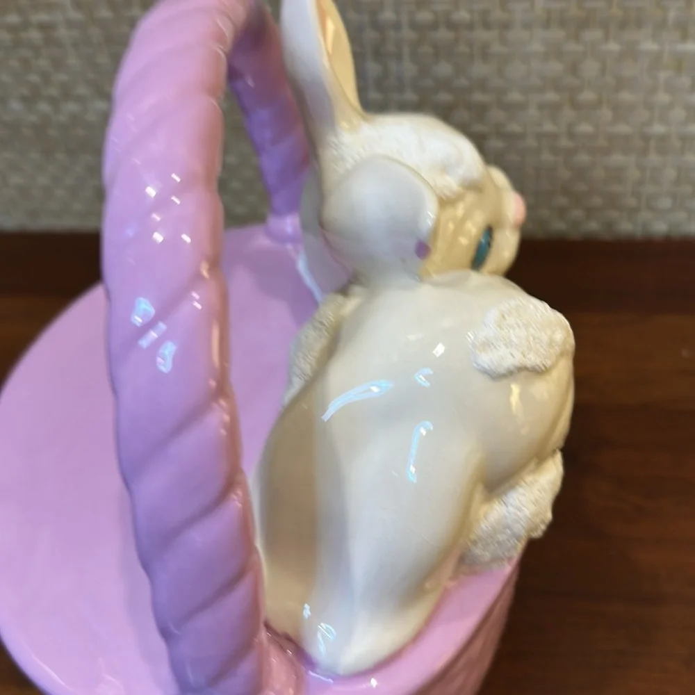 🌟3xHP🌟VTG 1980s Lavender Ceramic Bunny Lidded Easter Basket Candy Dish Hobbyist - Picture 11 of 11